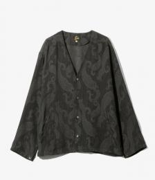 V Neck Shirt - Rayon Paisley Jacquard