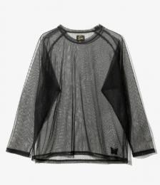 L/S U-Neck Tee - Tulle Dot Lace BLACK