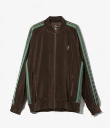Rib Collar Track Jacket - C/PE Velour 	Brown