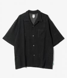 S/S Open Collar Shirt - Cotton Mesh BK